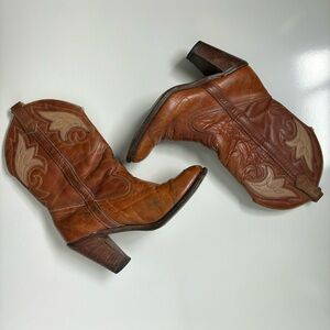 70s Vintage Acme Brown Leather Cowgirl Boots